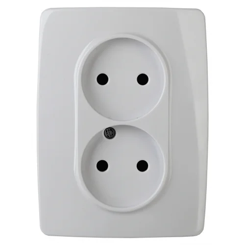 Розетка 2-местная СП Эра12 2X2P, белый (16A-250В), арт.12-2107-01