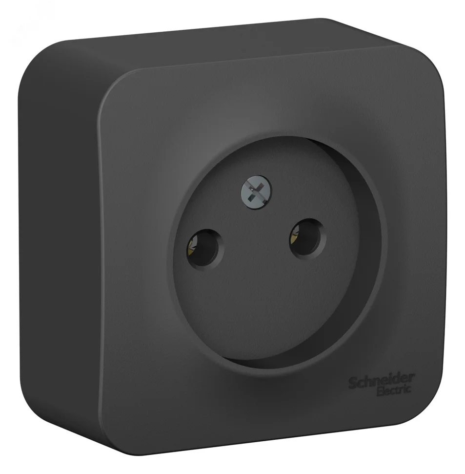 Розетка 1-м ОП Blanca 16А IP20 250В без заземления без защ. шторок с изолир. пластиной антрацит SE BLNRA000116