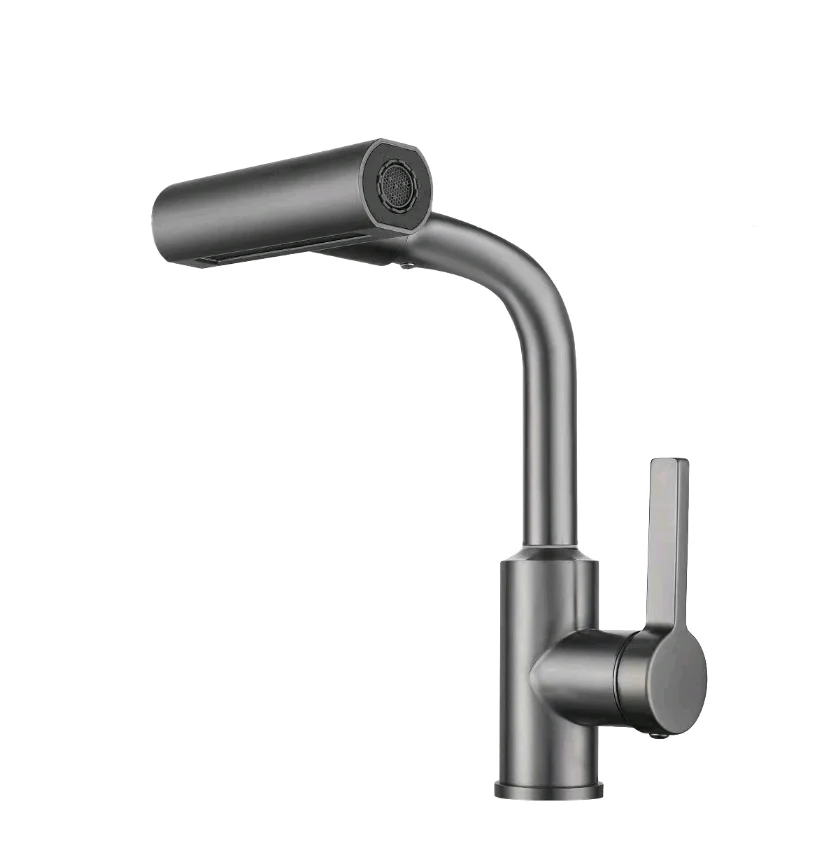Смеситель RUSH Tinos TI3732-17Grey для кухни с поворотной лейкой, графит