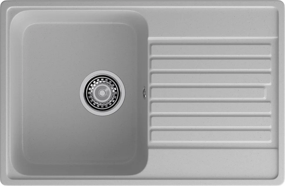 Мойка кварцевая ЭкоМ 7448 1-чаша+крыло 740*480мм цвет серый арт.7448 серый