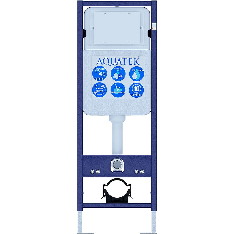 Инсталляция AQUATEK Standart 37, 1130*370*150 мм, со звукоизоляционной прокладкой, с крепежом, без клавиши смыва