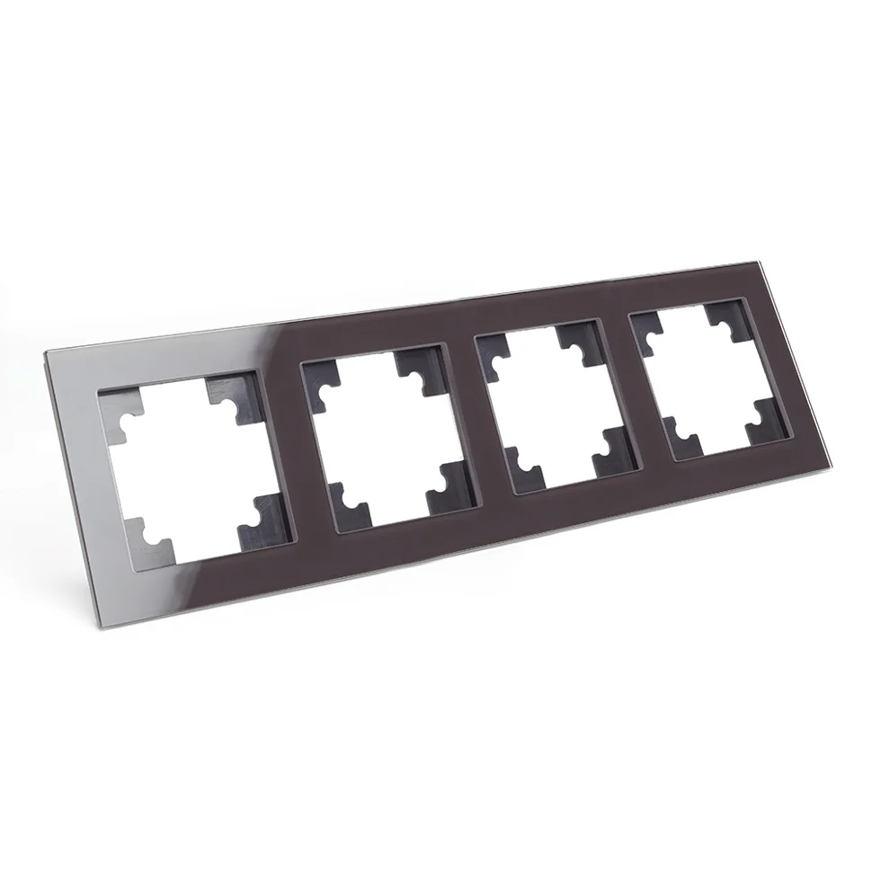 Рамка четырехместная горизонтальная STEKKER Катрин, шоколад стекло (GFR00-7004-04)