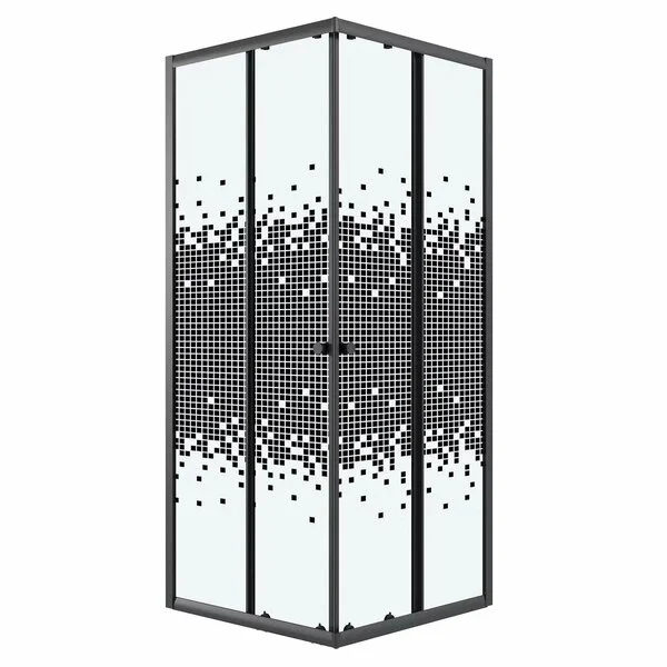 Ограждение душевое NIAGARA Eco NG-1009-14QBLACK (90х90х190) квадрат,раздвижное,черный,стекло мозаика,1 место