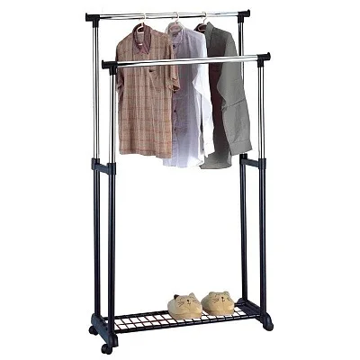 Вешалка напольная РЫЖИЙ КОТ GR-03A 83*43*93-162 см (2 перекладины, с сеткой внизу)