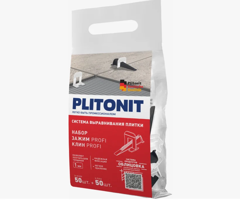 Набор PLITONIT SVP-PROFI, клин + зажим 1 мм, 50 + 50 шт