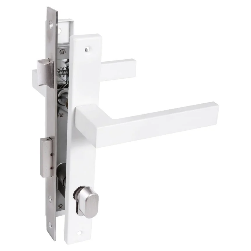 Замок врезной СТАНДАРТ 8520.02.9016 белый, ключ-вертушка (с ручкой)