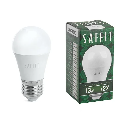 Лампа светодиодная 13W E27 230V 4000K 1070Лм (белый) Шар (G45) SAFFIT, SBG4513