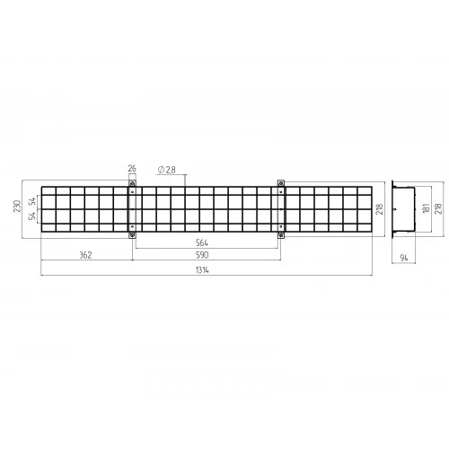 Решетка защитная ЭРА SPO-BAR-1300-200 для светильников ДПО, SPO