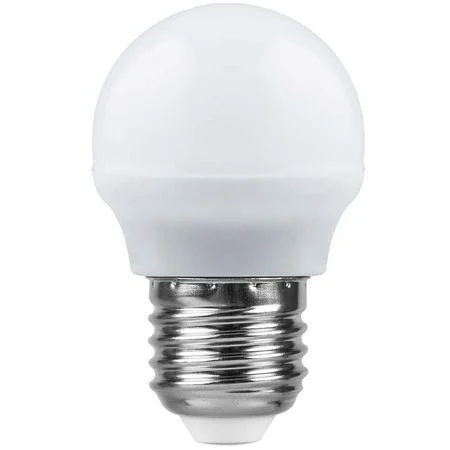 Лампа светодиодная 7W E27 230V 2700K 560Лм (желтый) Шар матовый (G45) SAFFIT, SBG4507