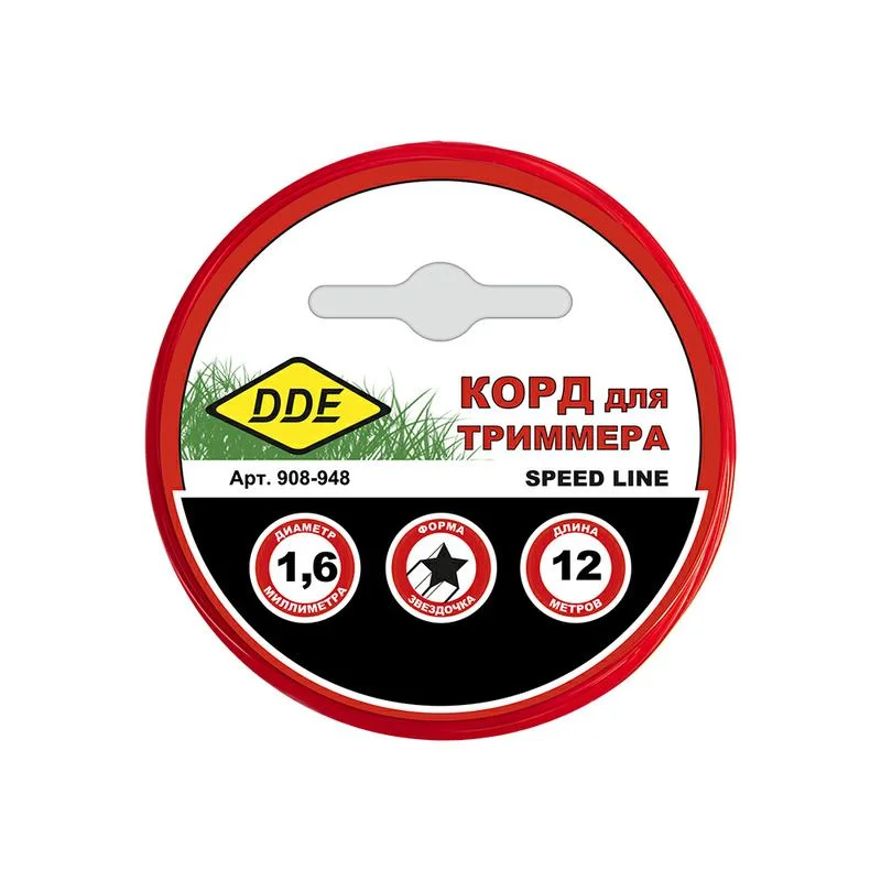 Леска в блистере 1,6мм 12 м, звезда, красный,"Classic line", DDE