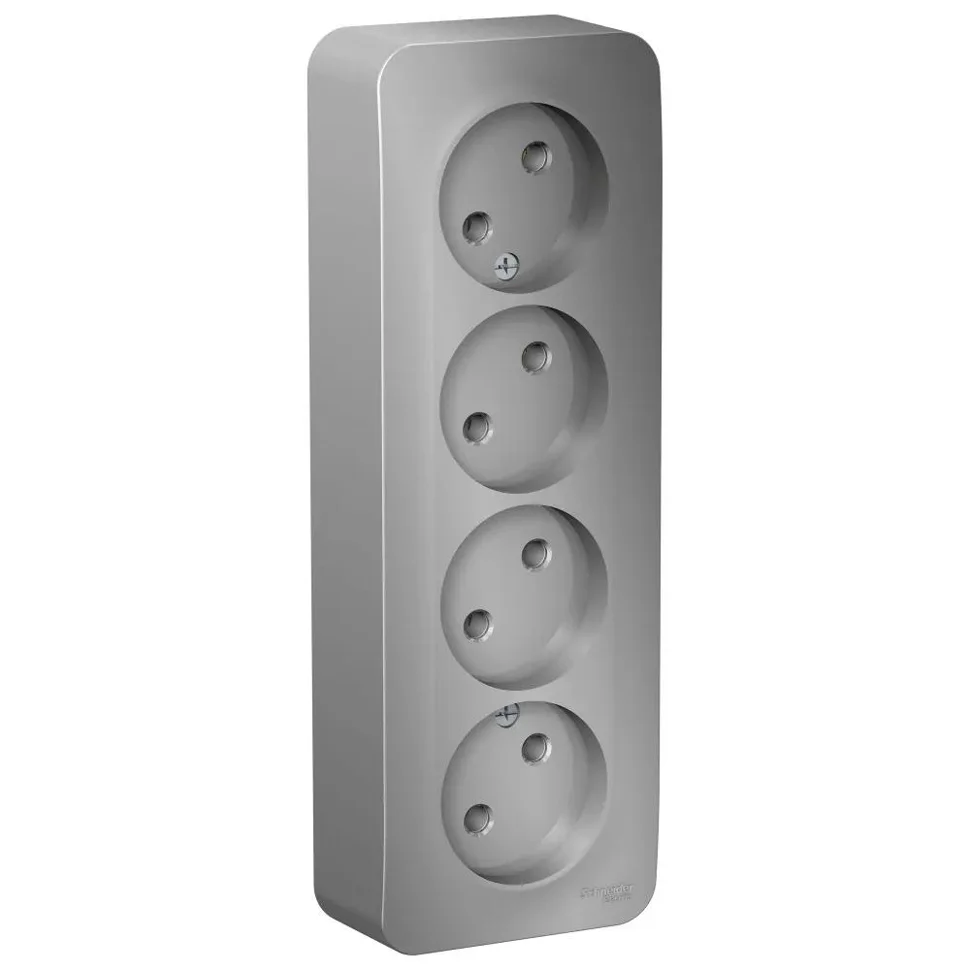 Розетка 4-м ОП Blanca 16А IP20 250В без заземления без защ. шторок с изолир. пластиной алюм. SE BLNRA000413