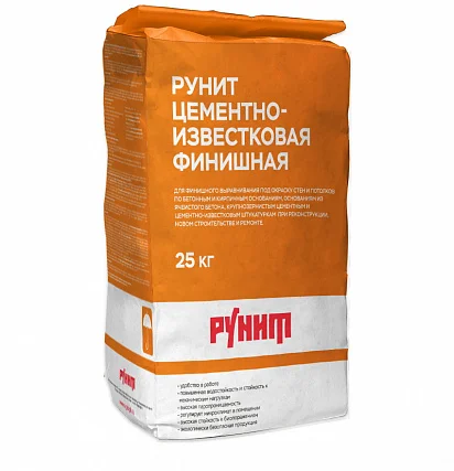 Штукатурка цементно-известковая РУНИТ Д1-03-13 Финишная 25 кг