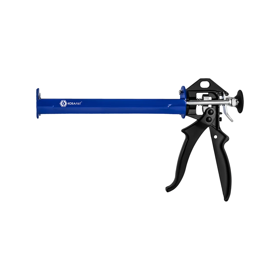 Пистолет для химических анкеров КОБАЛЬТ 300 мл., скелетный стальной корпус, 3-х штоковый поршень, усилие 16:1