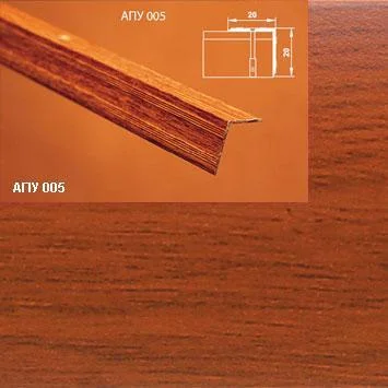 Порог АПУ 005 алюминиевый 2700*20*20 мм угловой наружный (18 вишня)