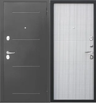 Дверь мет. FERRONI Гарда 7,5см 860х2050 "Л" Серебро/БЕЛЫЙ ЯСЕНЬ