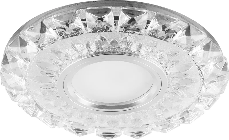 Светильник точечный Feron CD922 со светодиодной подсветкой 15LED*2835 SMD 4000K, MR16 12V 50W G5.3, прозрачный, хром