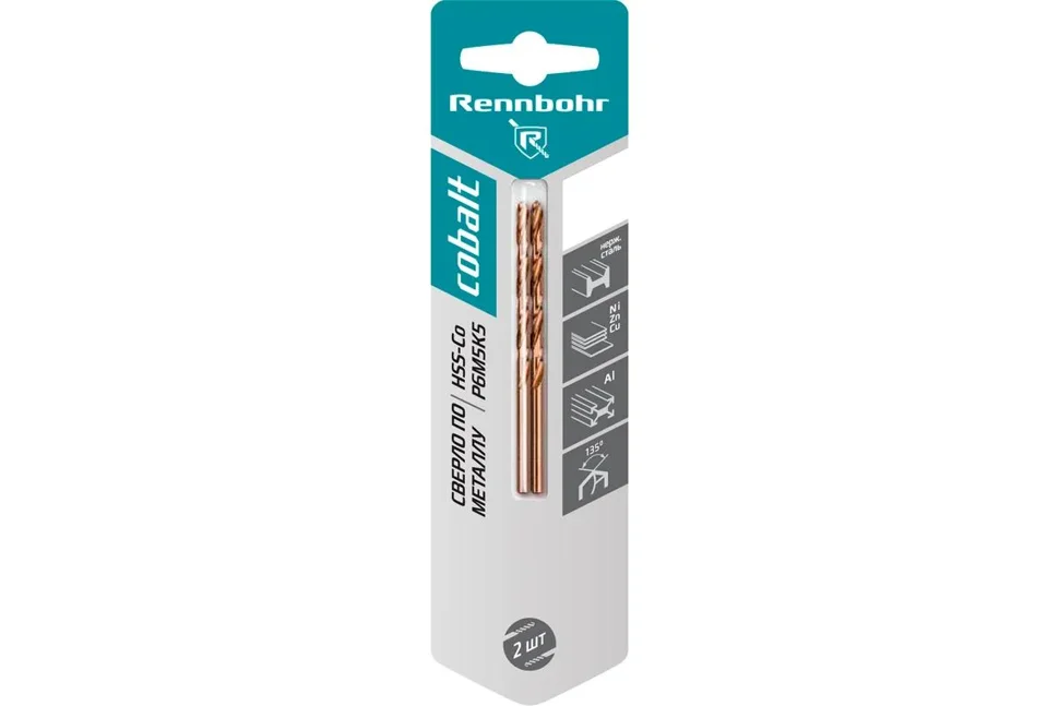 Сверло по металлу 03,5х70мм RENNBOHR COBALT CARD, HSS-Co Р6М5К5 , (2 шт)