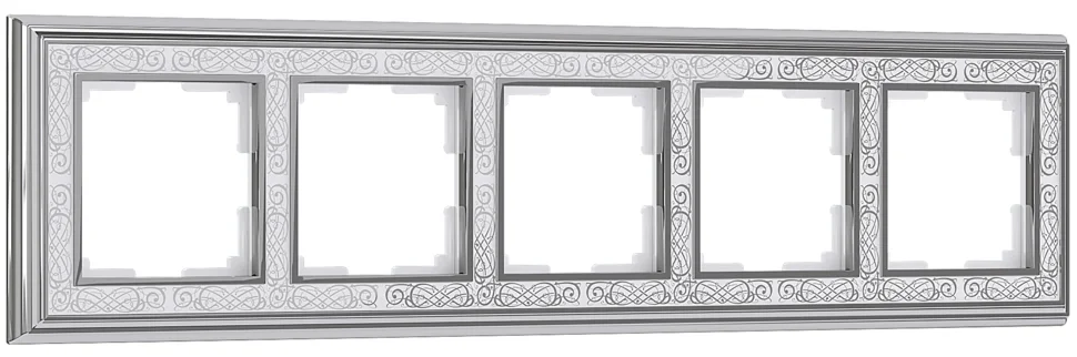 Рамка пятиместная Werkel Palacio Gracia, хром/белый, WL77-Frame-05