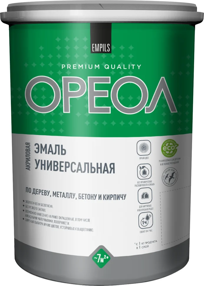 Эмаль ОРЕОЛ акриловая глянцевая белая 4,7 кг