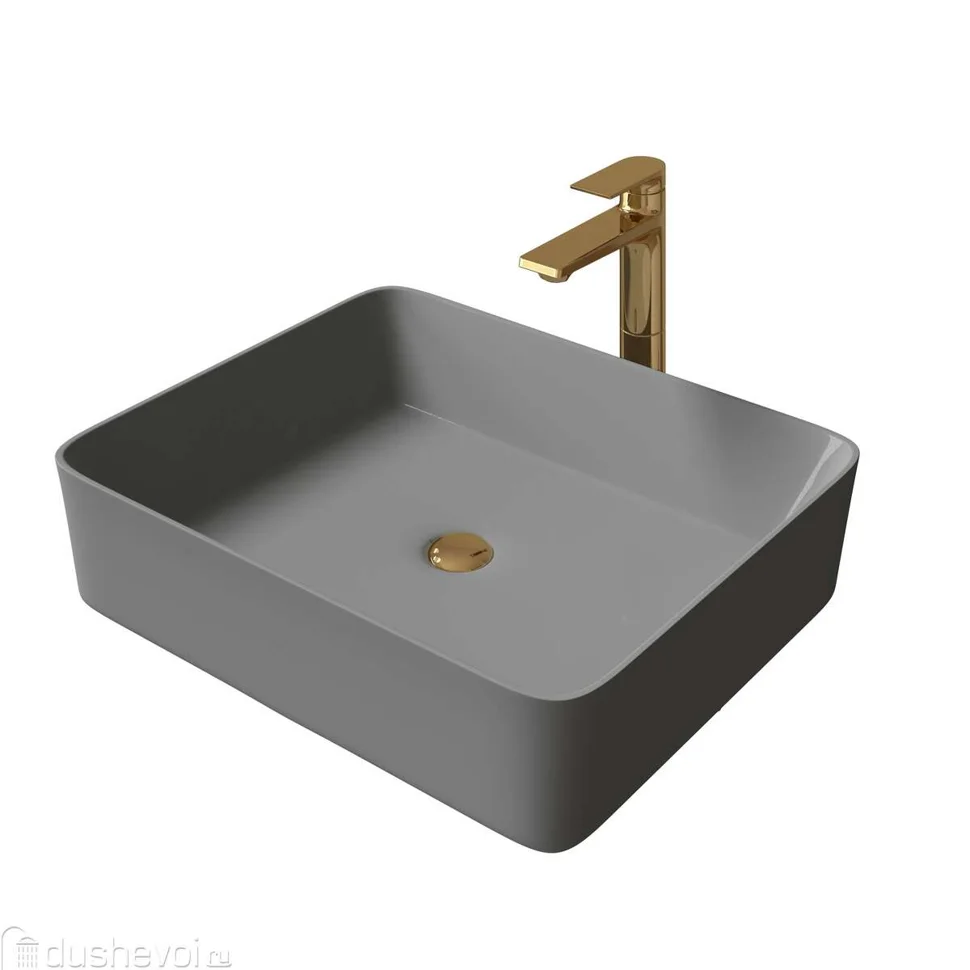 Раковина накладная GROSSMAN 480 х 370 х 135 мм, арт.GR-3016GM, серая матовая