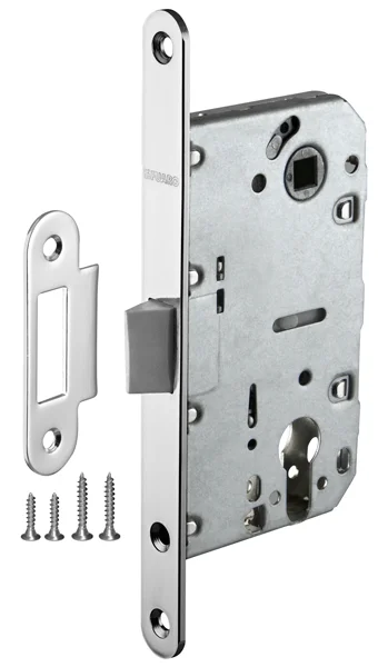 Замок дверной под цилиндр с пластиковым язычком FUARO P85C-50 CP хром