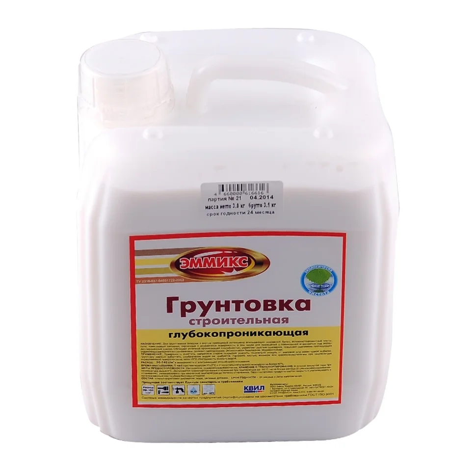 Грунт глубокого проникновения ВД 3кг ЭММИКС