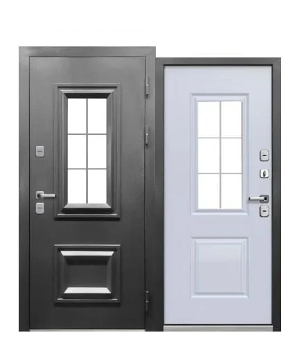 Дверь мет. FERRONI TERMO 3 960х2050 "Пр" Металл букле графит/эмалит белый МДФ (с терморазрывом)