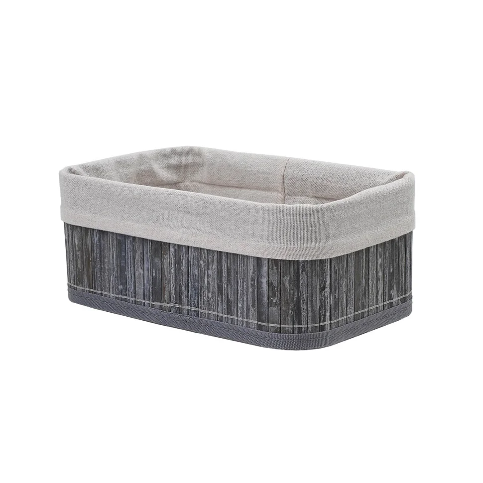Корзина стеллажная "Бамбук", Д260 Ш160 В100, пепельный, белый