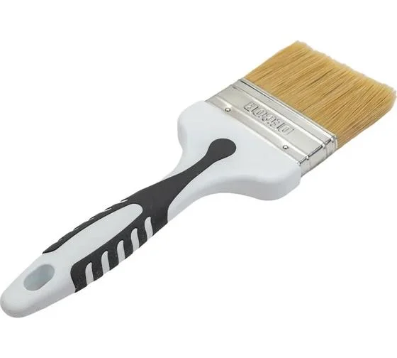 Кисть плоская 75мм, светлая смешанная щетина, DECOR Black White, универсальная, 2К ручка