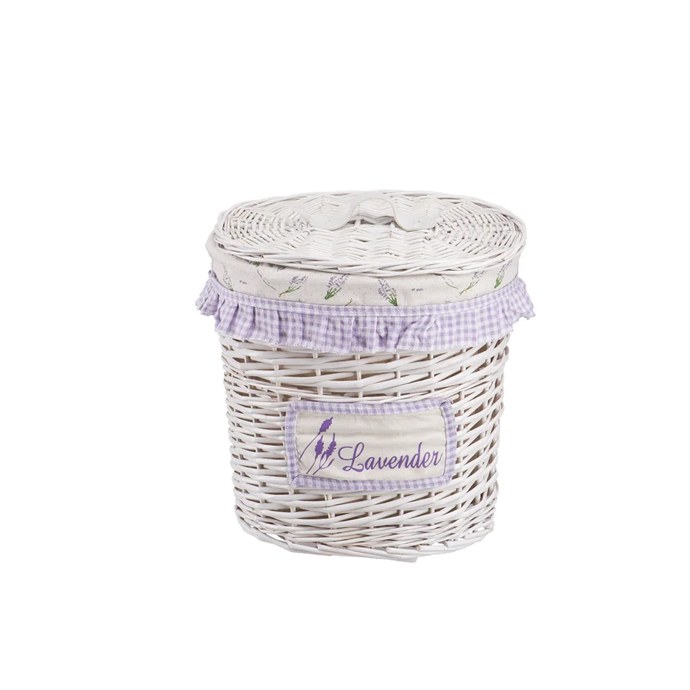 Корзина бельевая овальная высокая"Лаванда", 32L*21W*36H, белый