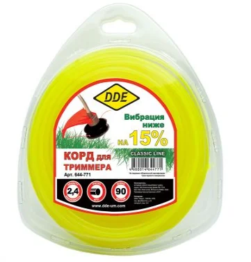 Леска в блистере 2,4мм 90м круг, желтый,"Classic line", DDE