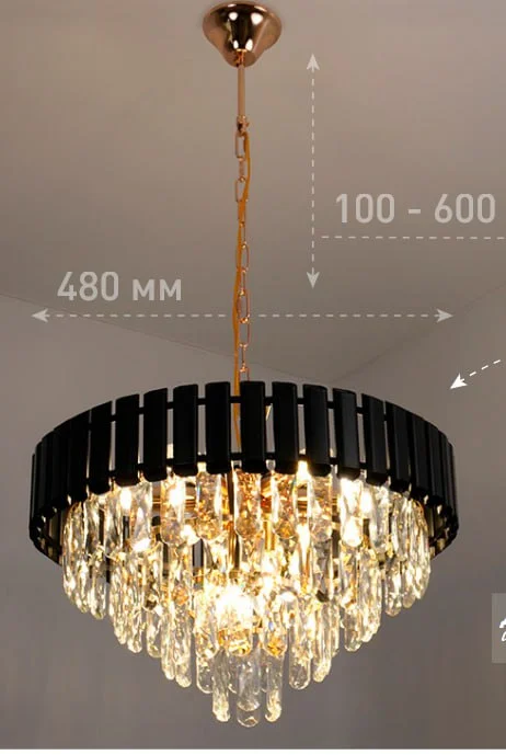 Люстра SIMONA86 8хЕ14-480х890-BKGD/CRYSTAL-220-IP20
