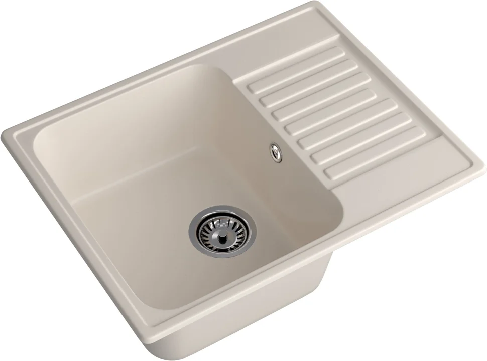 Мойка кварцевая ЭкоМ 6248 1-чаша+крыло 620*480мм цвет белый арт.6248 белый