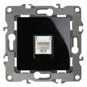 Розетка информационная СП (RJ45), Эра12, чёрный, арт.12-3107-06