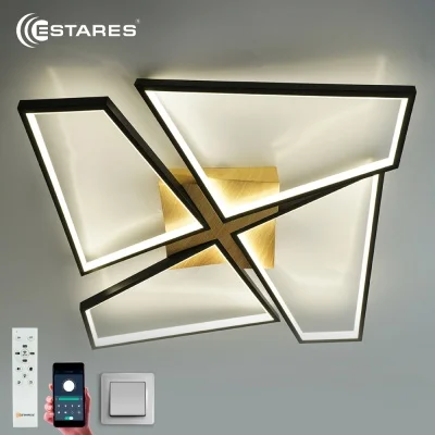 Светильник управляемый светодиодный ORLANDO 120W S-APP-550x550x90-BLACK/WOOD/WHITE-220-IP20