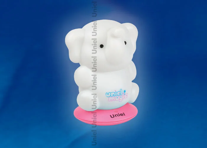 Светильник-ночник Uniel DTL-305 Слоненок/3color/Base pink/Rech