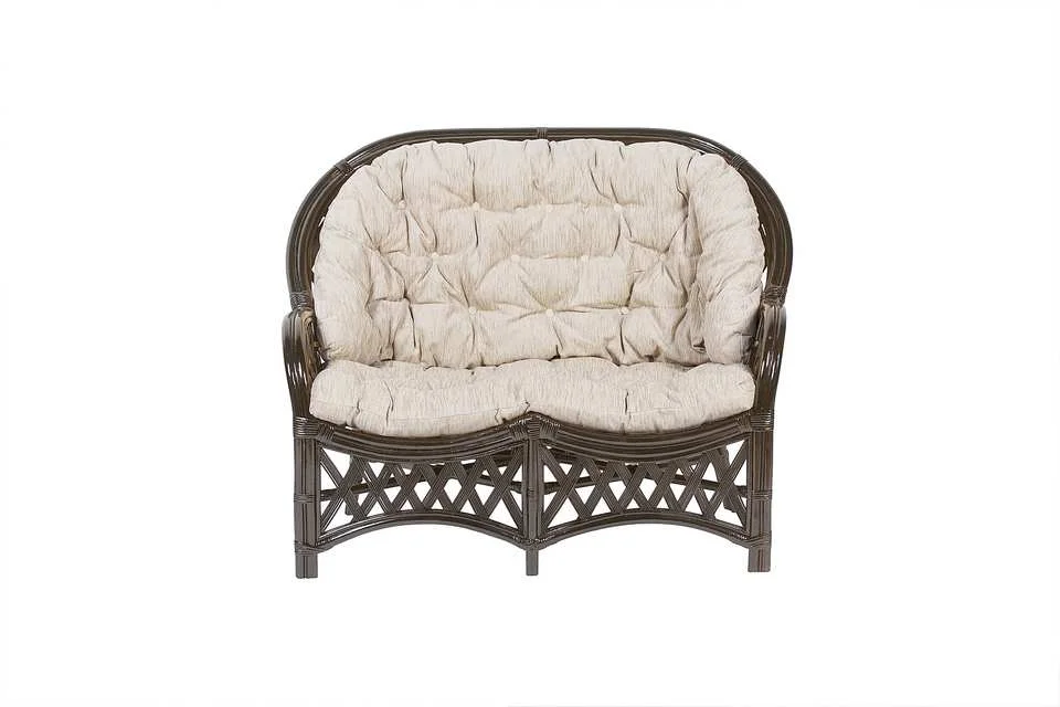 Диван 2-х местный Черчилль с бежевой подушкой, темно-коричневый