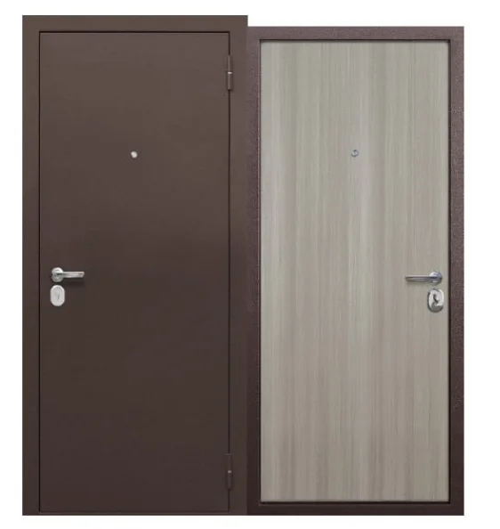 Дверь мет. ТАЙГА 7см 860х1900 "Пр" Медный антик/ МДФ клен