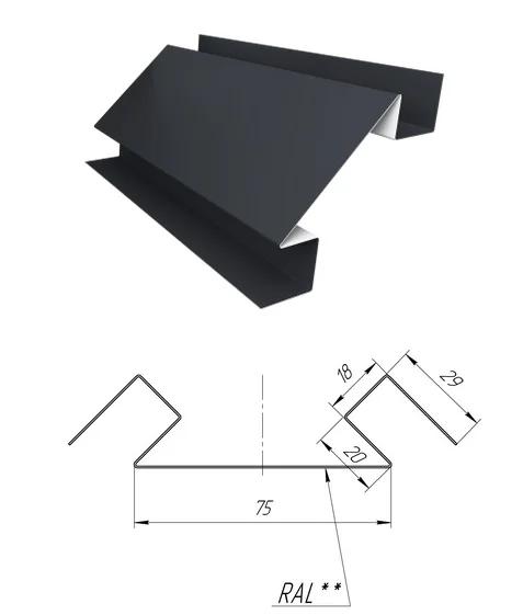 Планка угла внутреннего сложного ЭкоБрус (GL) PE RAL** 0.5мм, 2м.п.