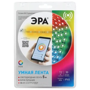 Комплект светодиодной ленты с Wifi контроллером ЭРА 5050-30-RGB-IP65-Wifi-5m (12V)