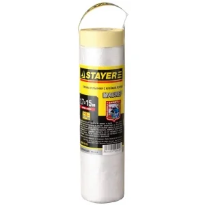 Пленка защитная с клейкой лентой STAYER "PROFI" МАСКЕР, HDPE, 10 мкм, 1,7 х 15 м