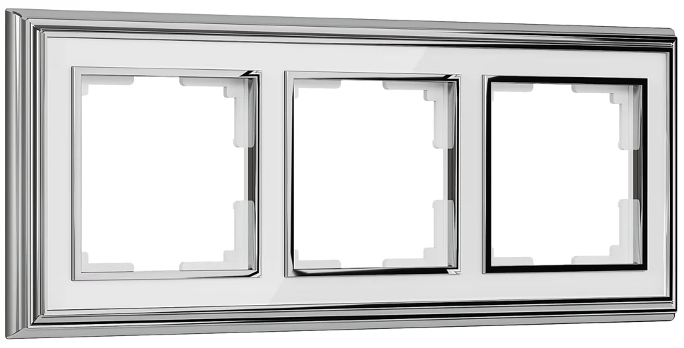 Рамка трехместная Werkel Palacio, хром/белый, WL17-Frame-03