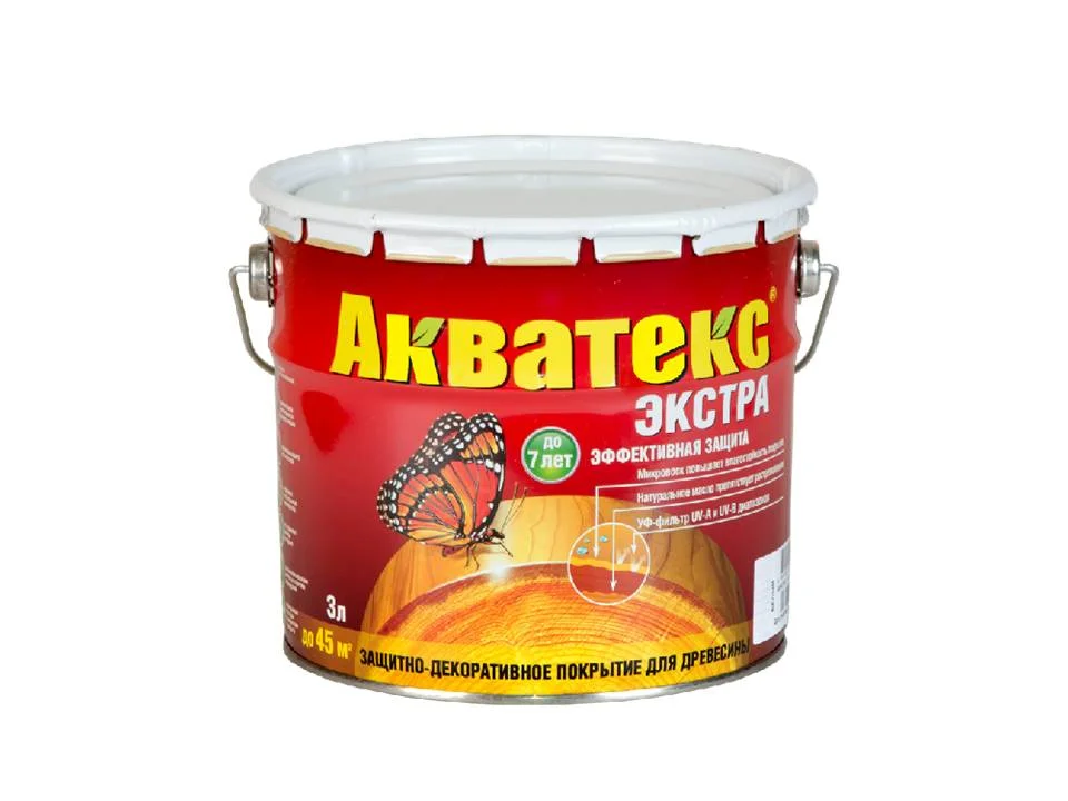 Основа алкидная Акватекс ЭКСТРА 3л (бесцветный) двойная УФ-защита, воск, масло, нанесение на олифу