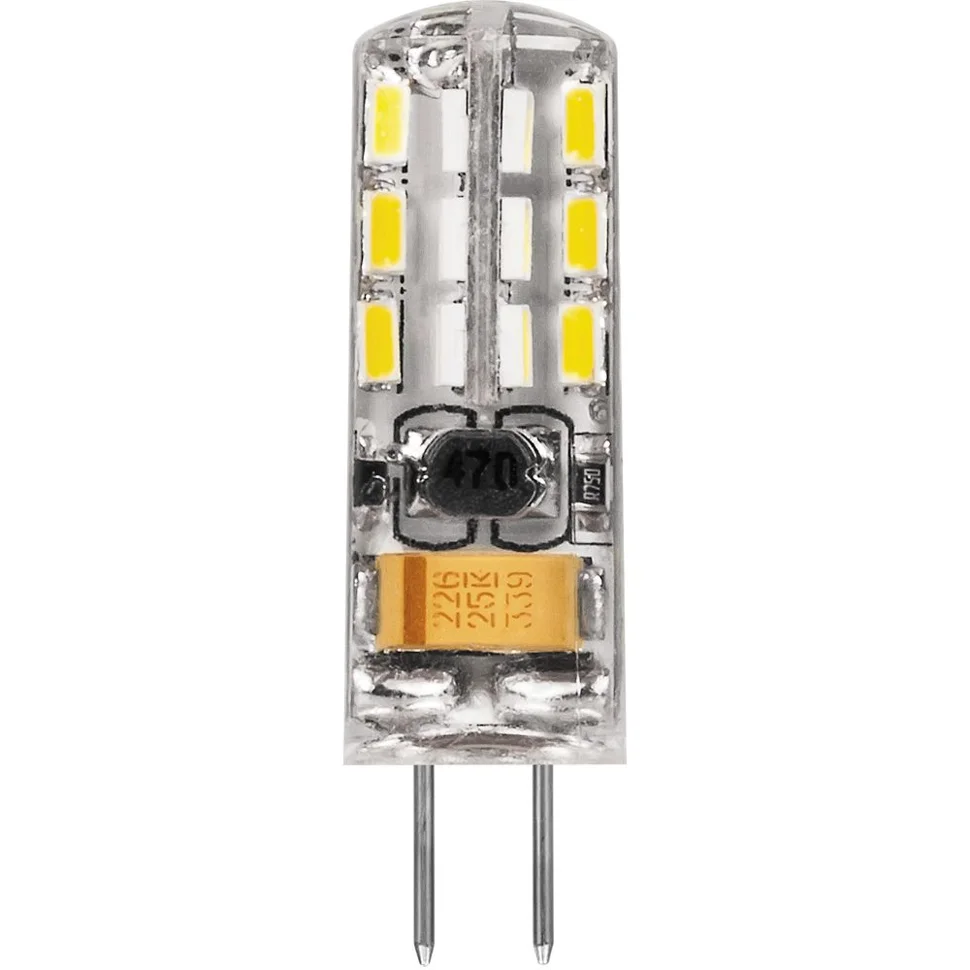 Лампа светодиодная 2W G4 12V 2700K 150Лм (желтый) капсула силикон Feron LB-420