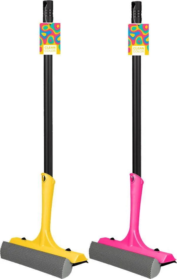 Щетка техническая для мытья окон Clean Color с сеткой и ручкой 44 см, микс