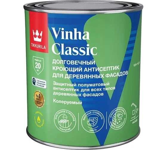 Антисептик кроющий Tikkurila VINHA CLASSIC VC полуматовый 0,9л