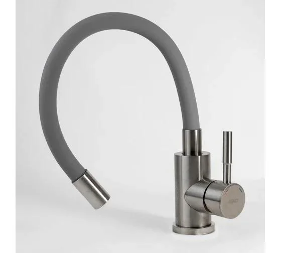 Смеситель ESKO Snake K44 G для кухни, гибкий излив, нержавеющая сталь, цвет серый