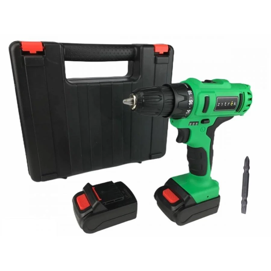 Дрель аккумуляторная бесщеточная Zitrek Greenpower 20 Pro (20В, Li-ion аккумулятор 2шт, ЗУ, кейс, бита)