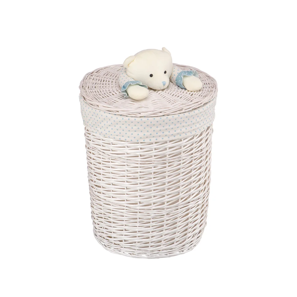 Корзина бельевая "Медвежонок голубой", Д450 Ш550 В550, белый