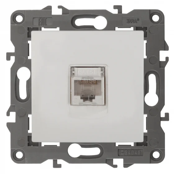 Розетка информационная СП (RJ45) Эра22 Elegance белый, арт.14-3107-01